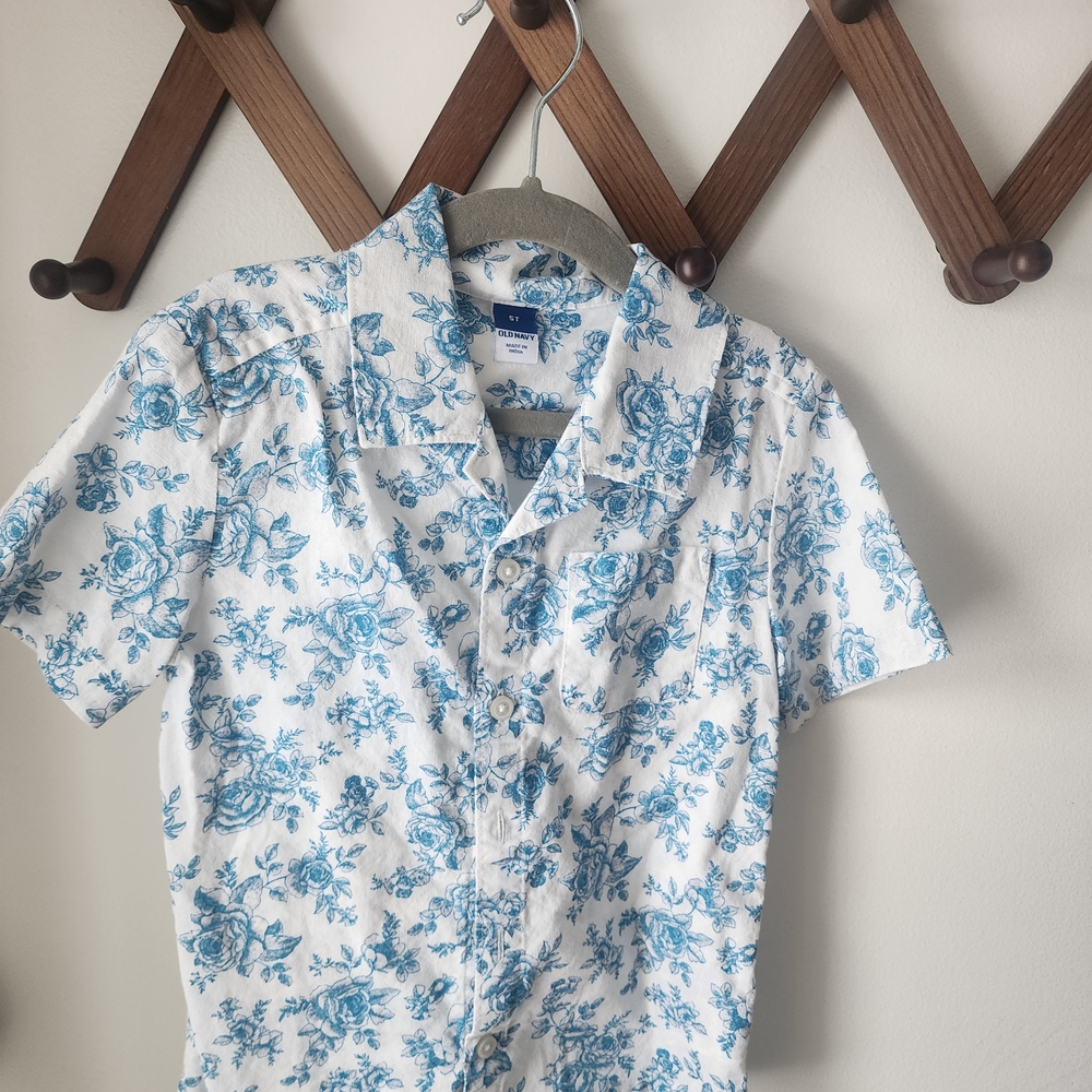 Old Navy Blue Floral Button Down Shirt